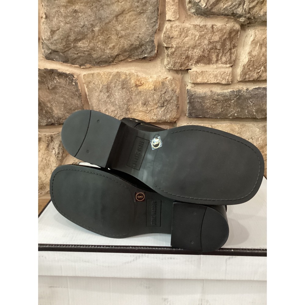 Steve Madden Astor Womens Size 8 Black Leather Boots Buckle Harness Mid Calf New - Picture 4 of 7